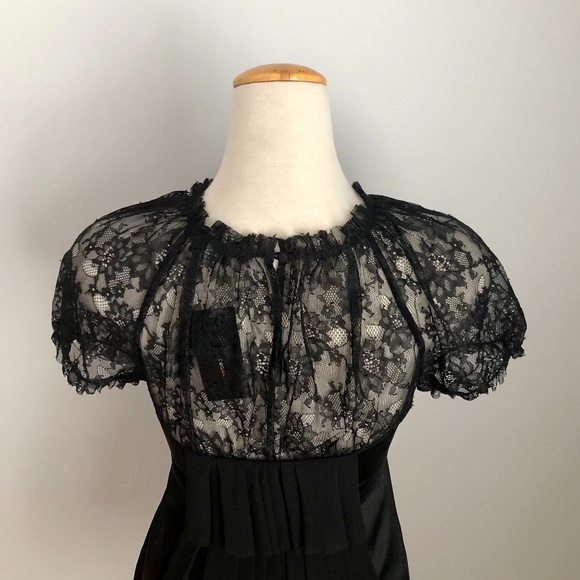 NWT BCBG Black Silk/Lace Cap Sleeve Party-Top - Picture 11 of 16
